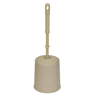 Ерш пластиковый для туалета с подставкой 123*123*400 мм с крышкой латте Ротанг Violet