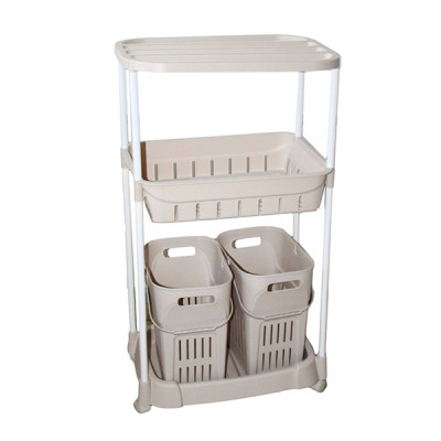 Этажерка на колёсах 3 секции, прямоуг., пластик. S8586B-3 Этажерка на колёсах 3 секции, прямоуг., пластик. S8586B-3