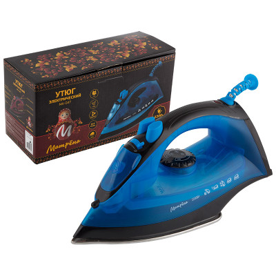 Утюг 2,2 кВт подошва из нерж стали паровой удар синий MA-047 Матрена