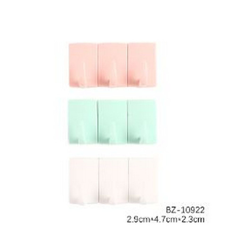 Крючок пластиковый самоклеящийся 3 шт 2,9*4,7*2,3 см BZ-10922 Baizheng