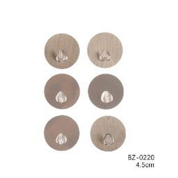 Крючок нерж сталь самоклеящийся 6 шт 4,5 см BZ-0220 Baizheng