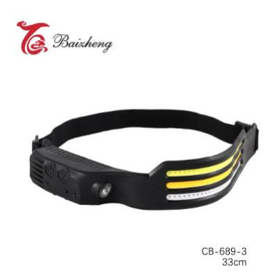 Фонарь налобный  33 см 3 led аккумулятор 4 режима usb Baizheng