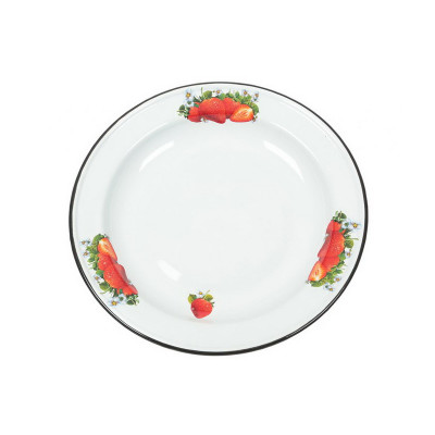 Блюдо эмалированное 2 л Клубника садовая Стальэмаль