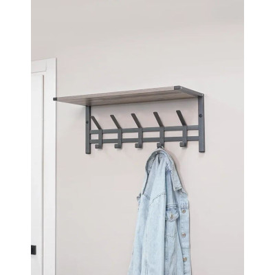 Вешалка металлическая настенная  67*27*27 см 5 двойных крючков с полкой графит Торонто 21Д ЗМИ