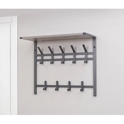 Вешалка металлическая настенная 67*27*54,5 см 9 двойных крючков полка графит Торонто 22Д ЗМИ Вешалка металлическая настенная 67*27*54,5 см 9 двойных крючков полка графит Торонто 22Д ЗМИ