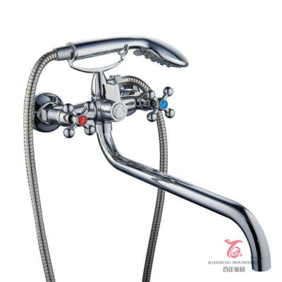 Смеситель д/ванны Baizheng махов. длин. излив (S-нос) дивертер в корпусе+лейка+шланг F1736-G33-X08