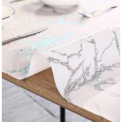 Клеенка силиконовая 1,0*20 м 0,6 мм мрамор серебро на белом LS8191D-100CM Baizheng Клеенка силиконовая 1,0*20 м 0,6 мм мрамор серебро на белом LS8191D-100CM Baizheng