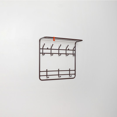 Вешалка металлическая настенная 60*22*58 см 8 крючков с полкой коричневый 60 ЗМИ