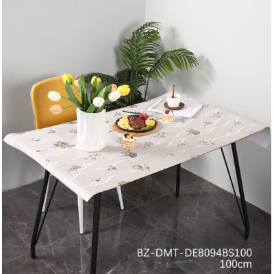 Клеенка силиконовая 1,0*20 м 0,6 мм бежево-серые розы на нежно-розовом Baizheng