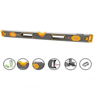 Уровень 1000мм алюм. 3 глазка, усиленный, магнит INGCO HSL68100 INDUSTRIAL