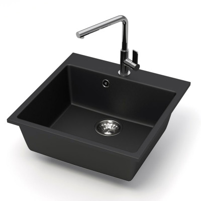 Мойка кухонная гранитная 42/Q4 черная (квадрат) Карельский камень 500х500х175мм