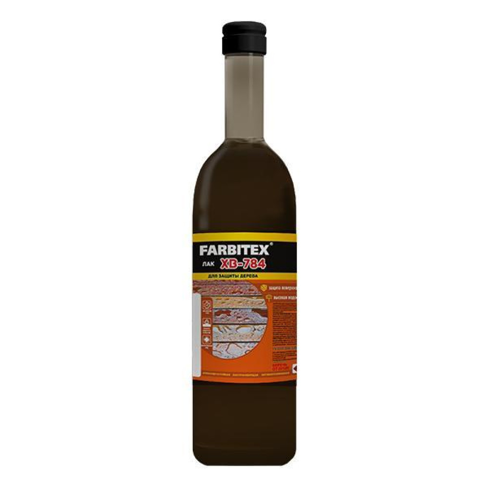 Лак ХВ-784 Бесцветный 0,5 кг (12) стекло FARBITEX