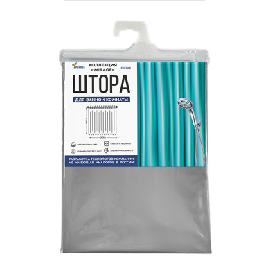 Штора для ванной Mirage 180х180см серебрянная