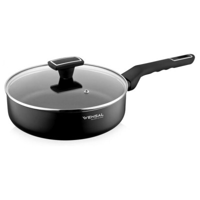 Сковорода алюминиевая 24 см стекл крышка Velours noir Vensal