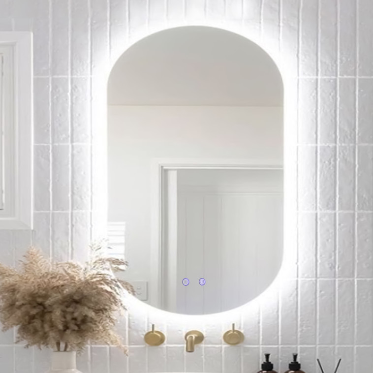 Картинка Зеркало для ванной 60*90 см LED подсветка антизапотевание овальное KN-830A60/90 KNOIS