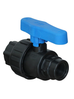 Кран шаровый внутренняя резьба ПНД PN10 d20*1/2 РТП Кран шаровый внутренняя резьба ПНД PN10 d20*1/2 РТП