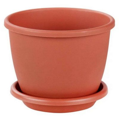 Горшок пластиковый  0,5 л поддон коричневый Афина Альтернатива