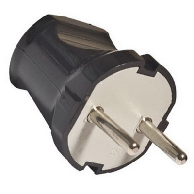 Вилка прямая б/з черная 6А 250В TDM