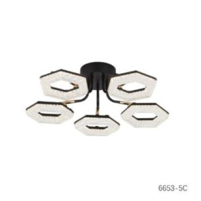 Люстра светодиодная 5 плафонов 57*16 см 80Вт 20м2 3 цвета черный Baizheng Люстра светодиодная 5 плафонов 57*16 см 80Вт 20м2 3 цвета черный Baizheng