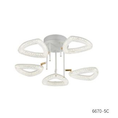 Люстра светодиодная 5 плафонов 58*27 см 80Вт 5600LM 20м2 3 цвета прилож пульт белый Baizheng Люстра светодиодная 5 плафонов 58*27 см 80Вт 5600LM 20м2 3 цвета прилож пульт белый Baizheng