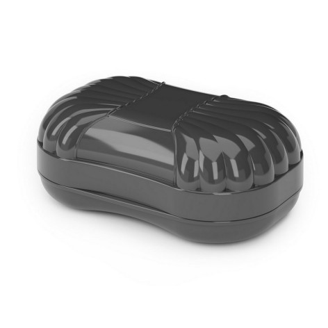 Мыльница пластиковая закрытая 115*75*60 мм фигурная темно-серый Фигурная Альтернатива