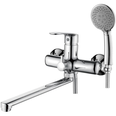 Смеситель для ванны однорыч. 35мм длин. излив дивертор в корп. Латунь Хром Ledeme L2272