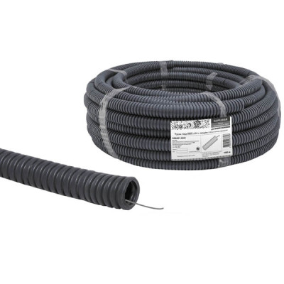 Труба гофрированная ПВХ d16 т. серая с зондом