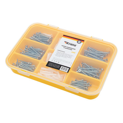 Набор дюбель-гвоздей Kranz упаковка бокс - 260шт Набор дюбель-гвоздей Kranz упаковка бокс - 260шт