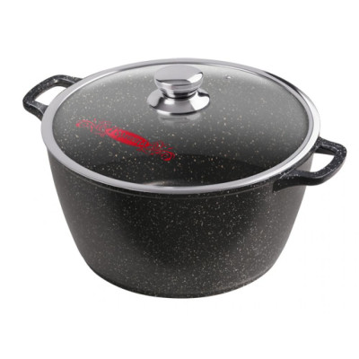 Кастрюля алюминиевая  7 л стекл крышка под упак Традиционная Гранит Горница к283аг