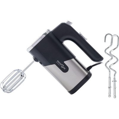 Миксер нерж сталь 500 Вт 5 скоростей 4 насадки турборежим стальной-черный Maxtronic