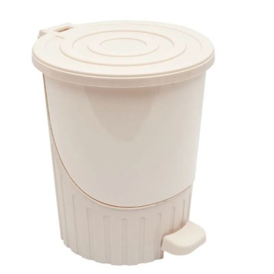 Ведро пластиковое для мусора 26 л 335*335*395 мм круглое с педалью молочно-белый Ddstyle