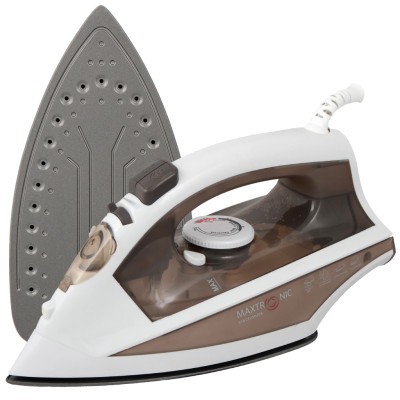 Утюг 2,2 кВт антипригарное покрытие вертик отпаривание удар самоочис бело-корич Maxtronic