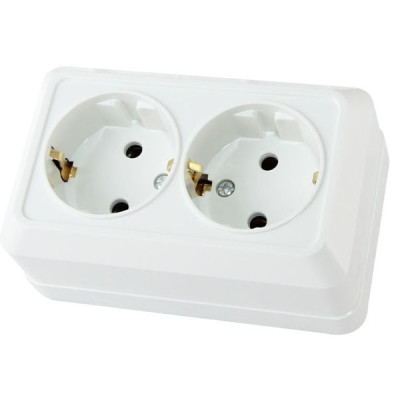 Розетка двойная 2П+3 оу IP20 16А белый Ладога TDM Розетка двойная 2П+3 оу IP20 16А белый Ладога TDM