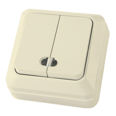 Выключатель 2кл оу подсветка IP20 10А сл.кость Ладога TDM