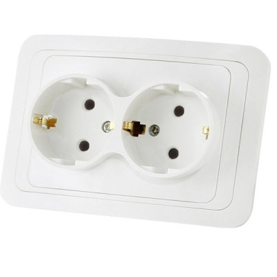 Розетка двойная 2П+3 16А белая Валдай TDM Розетка двойная 2П+3 16А белая Валдай TDM