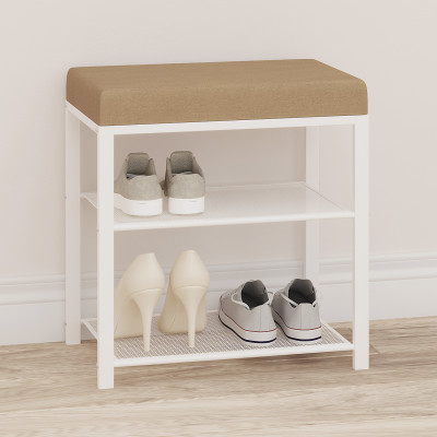 Банкетка металлическая 47*30*49 см белый сиденье беж Торонто 13S ЗМИ