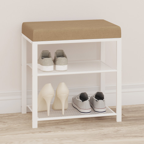 Банкетка металлическая 47*30*49 см белый сиденье беж Торонто 13S ЗМИ