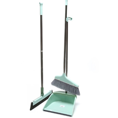 Набор пластиковый для уборки веник + совок + швабра пластик ручка зеленый Baizheng