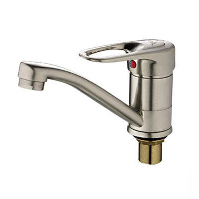 Смеситель для кухни однорыч. 40мм гайка излив средний - 157мм Латунь Сатин Ledeme L4504A-2