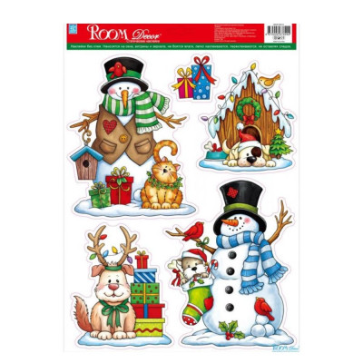 Стикер Снеговики и зверушки Room Decor Стикер Снеговики и зверушки Room Decor