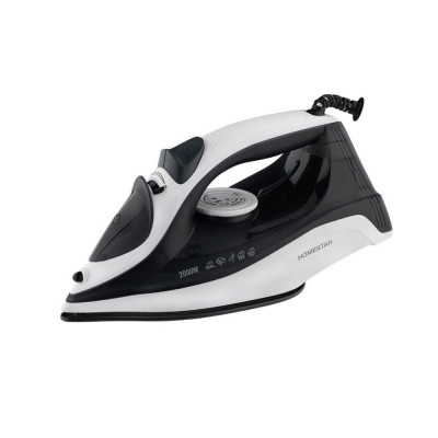 Утюг 2 кВт керамическая подошва вертикальное отпаривание удар бело-черный HS-4009 HomeStar