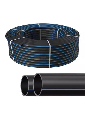 Труба ПНД 25х2,0мм SDR13,6 HDPE100 PN12,5 Питьевая черная с синей полосой (бухта 25 м) Jakko Труба ПНД 25х2,0мм SDR13,6 HDPE100 PN12,5 Питьевая черная с синей полосой (бухта 25 м) Jakko