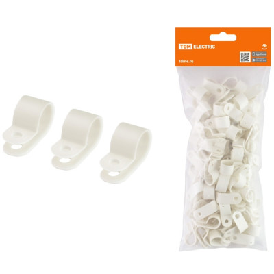 Скоба нейлоновая крепежная СКН-6 белая (100 шт) TDM Скоба нейлоновая крепежная СКН-6 белая (100 шт) TDM