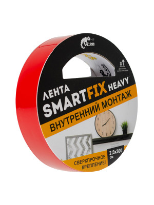 Сверхсильная лента для внутреннего монтажа W-con SmartFix HEAVY, 2,5*300см, прозрачная Сверхсильная лента для внутреннего монтажа W-con SmartFix HEAVY, 2,5*300см, прозрачная