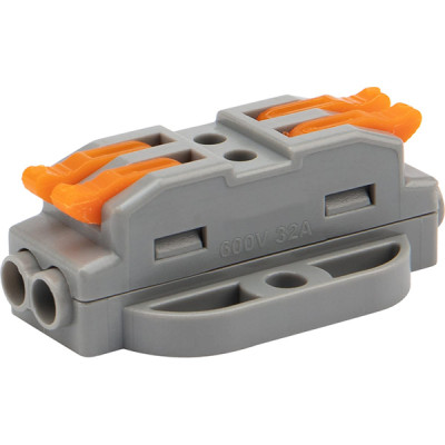 Клемма СМК 222-422P проходная 2 полюса, с монтажной площадкой (0,08-4 мм) серая REXANT Клемма СМК 222-422P проходная 2 полюса, с монтажной площадкой (0,08-4 мм) серая REXANT