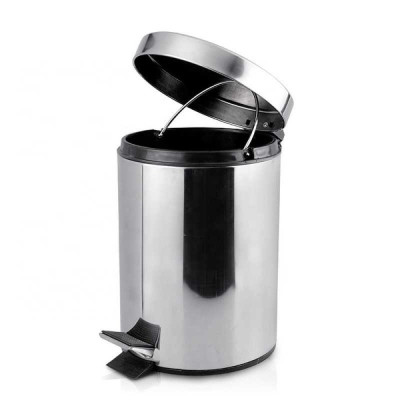 Ведро нерж сталь для мусора 5 л 27*20,5*28 см круглое с педалью стальной Baizheng