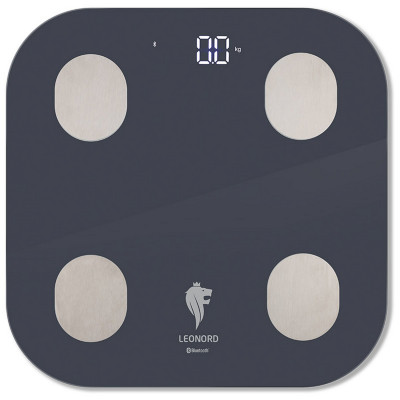 Весы напольные электронные стекло 180кг дисплей Bluetooth память 10чел черный LE-1216 Leonord