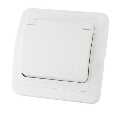 Розетка с крышкой 2П+3 16А белая Валдай TDM Розетка с крышкой 2П+3 16А белая Валдай TDM