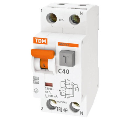 Дифавтомат C40 100мА АВДТ 63 TDM Дифавтомат C40 100мА АВДТ 63 TDM