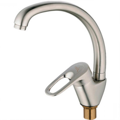 Смеситель для кухни однорыч. 40мм гайка излив высокий Латунь Сатин Ledeme L5904A